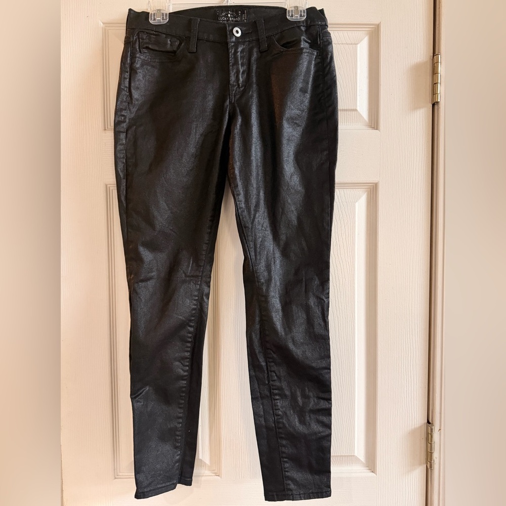 Lucky Brand Charlie Shimmery Black Skinny Pants